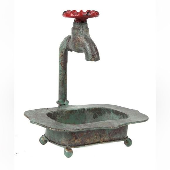 Vintage‎ Rustic Bar Soap Kitchen Sink Sponge Holder, Dish Spigot Water Faucet - Picture 1 of 5